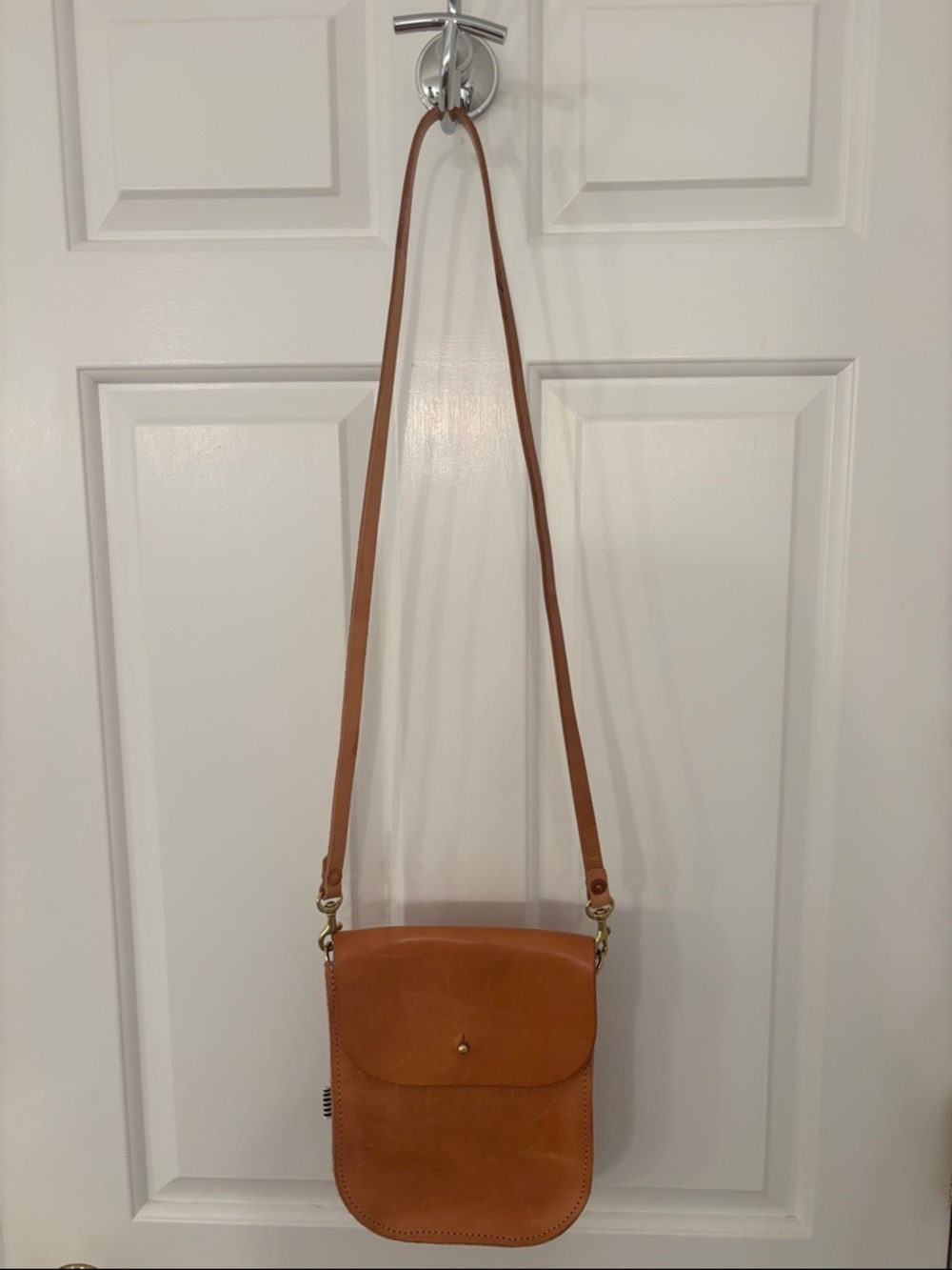 Saddle Tan Leather Crossbody Bag with Flap